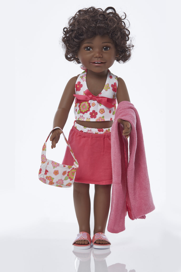 Tankini 6 piece set with pink sliders