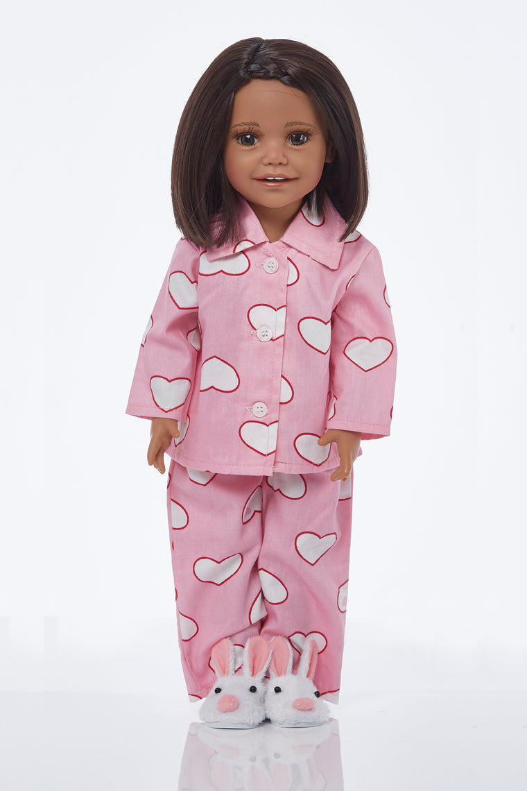 Pink heart snuggle pyjamas with bunny slipper mules