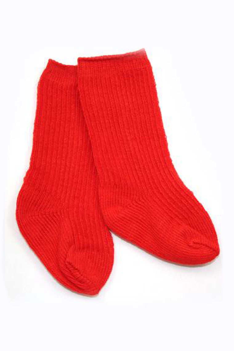 Red long knitted socks