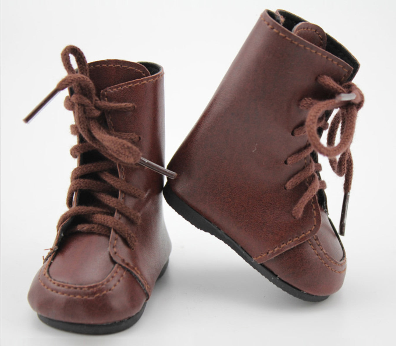 Brown leather effect boots